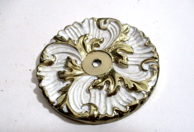 JayBee 1940 EE. UU. Hollywood Regency Cab Perno Provincial Placa Trasero Blanco Latón MCM