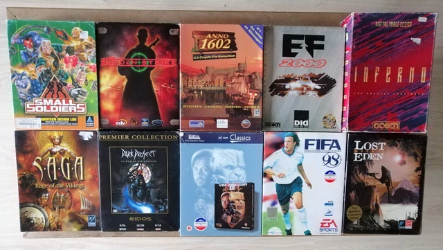 Lot de 10 jeux vidéo PC CD-Rom en boîtes