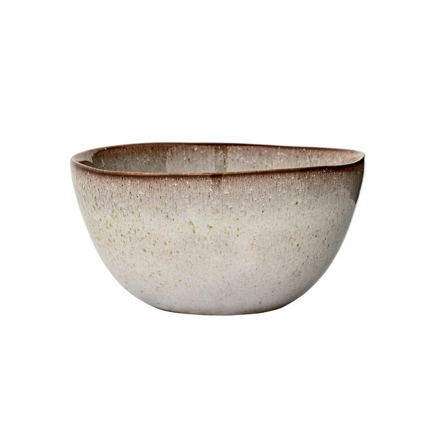 6x Ciotola per Müsli Sandrine Grigio Chiaro D.15cm H.8cm 700ml Tondo Ceramica