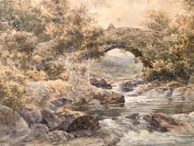 David Law (1831-1902) Welsh River Landscape: Original 19thC watercolour painting