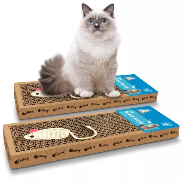 2pk Cat Scratcher Pads | Kitten Scratching Board Mat Cardboard Bed Pet Play Toy