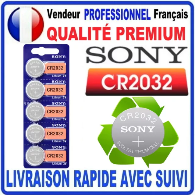 Pile CR2032 Lithium 3V SONY Pile bouton QUALITÉ PREMIUM SONY