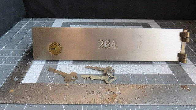 Antique L.L. Bates 1886 Safety Deposit Box Door, Hinges 2 Op & 1 Guard Key #265