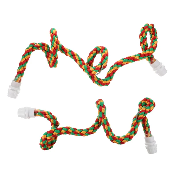 2 PCS Papagei Stehender Stock Baumwollseil Vogelkäfigständer Schaukelspielzeug