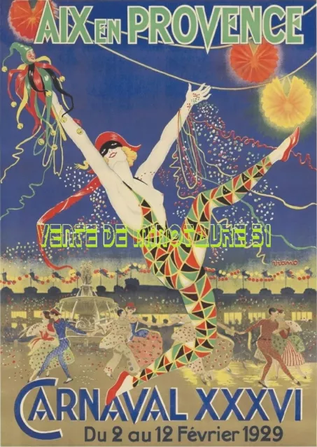 Aix en Provence 13 -  carnaval 1929 - affiche plastifiée