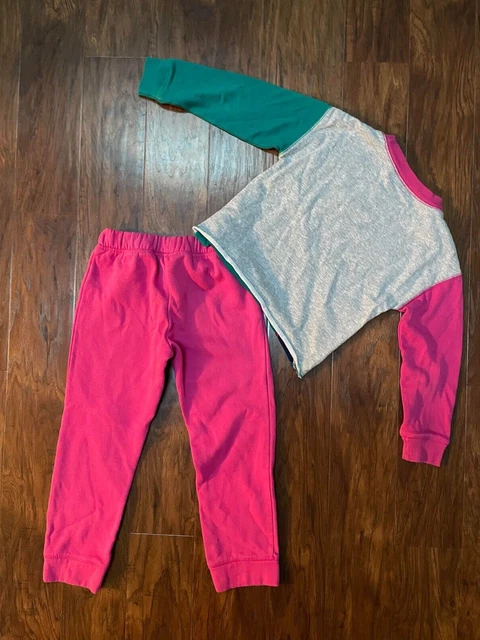 Tommy Hilfiger set 2 pezzi track per ragazze taglia 6 pantaloni della felpa + felpa crop top 2