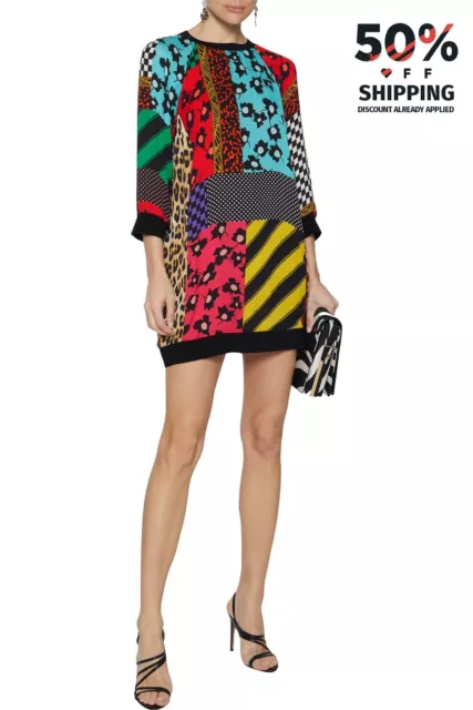 RRP€445 ALICE + OLIVIA By STACEY BENDET Mini Dress Size S Graphic Patchwork