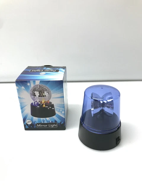 2 Luci LED Blu Lampeggianti Per Feste - Riflettore Girevole, A Batteria, Effetto Polizia - Foto 3