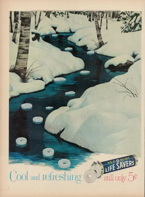 1954 Life Savers Candy Mints Peppermint Vintage Retro Print Ad Cool Refreshing
