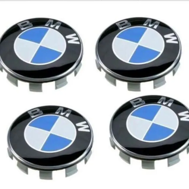 Lot X 4 Cache Moyeu Jante Centre De Roue enjoliveur BMW 68mm bleue et blanc Neuf 3