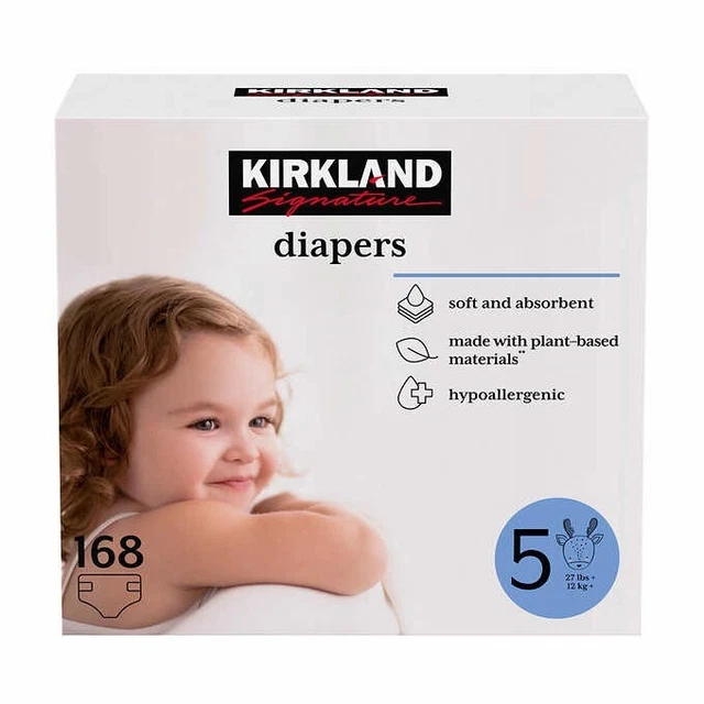 KIRKLAND SIGNATURE SUPREME Diapers Size 5 27lbs and up, 168 Count 58.