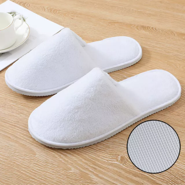 10/20/30Pairs White Warm Spa Slippers Closed Toe Hotel Wedding Dance Guest Party 3