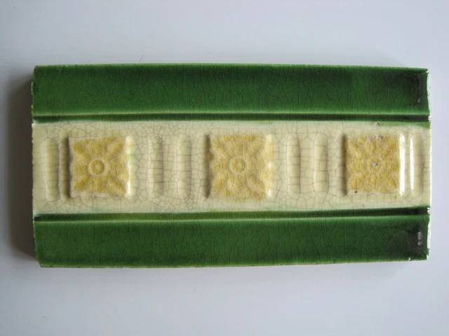Antique Victorian Moulded & Majolica Glazed 6" X 3"  Border Tile - Ambrose Brook