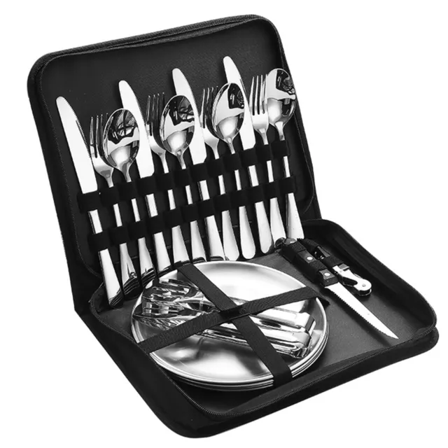 Protable Camping Tableware Picnic Cutlery Set Travel Case for 2/4 Person Home