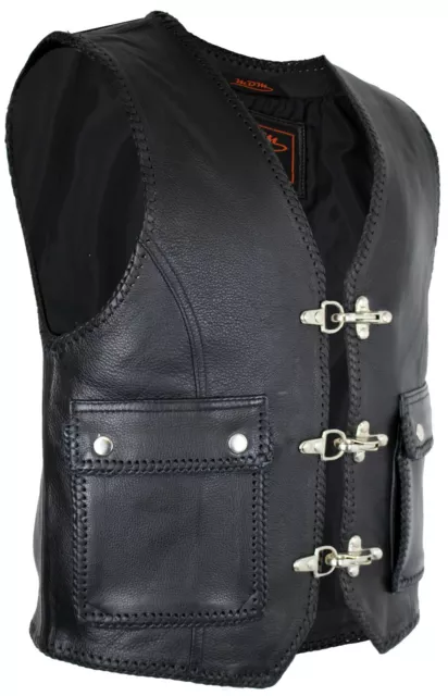 Lederweste Bikerweste Motorrad Kutte Biker Chopper Rockerweste mit Taschen