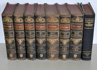 Otto luegers enciclopedia della tecnica 7 volumi 1. EDIZIONE 1894-1899 antico copertina in pelle