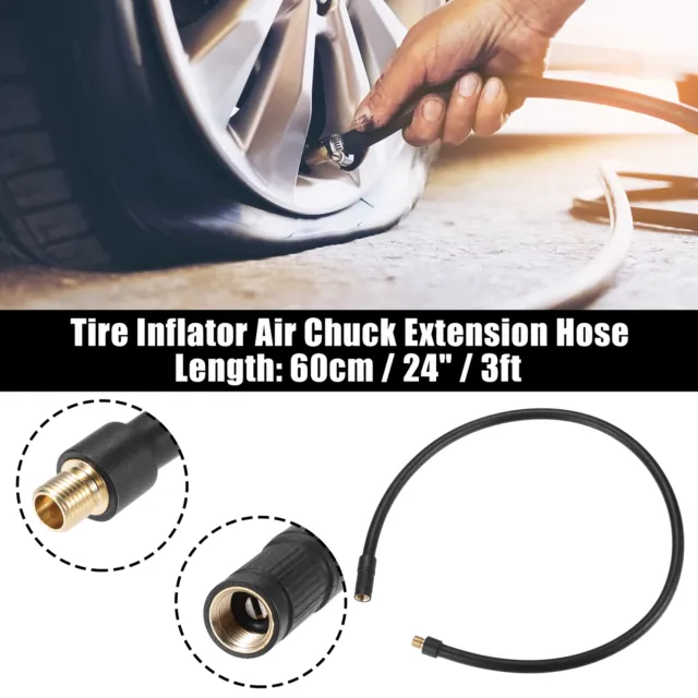 24" Car Lock Air Chuck Extension Hose for America Tire Valve No Air Release