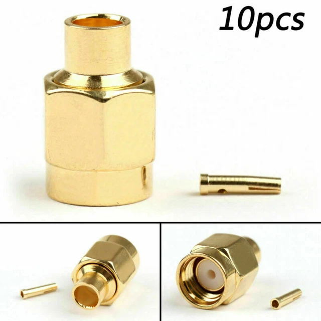 10Pcs RP-SMA Male Jack Center Solder Semi-Rigid per RG402 0.141" RF Connettore