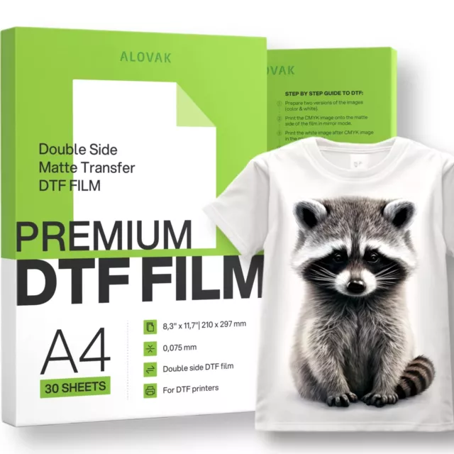 Fugacity DTF Transfer Film 30 Sheets + DTF Powder 200G Kit for DTF DTG  Sublimati