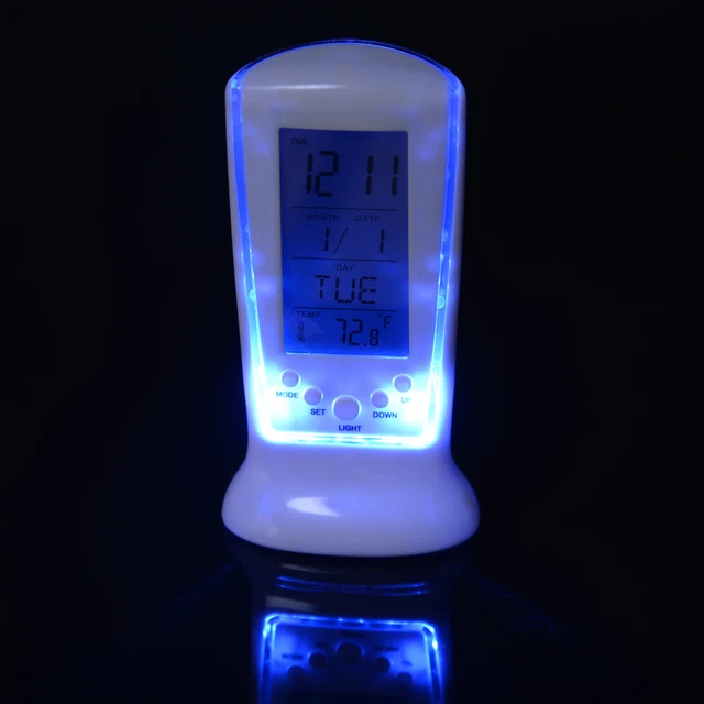 Réveil de bureau Affichage LED numérique Calendrier musique Date Alarm Clock com