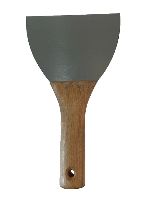 Food Safe Stainless Steel Griddle Scraper with Wooden Handle- 14cm wide Blade