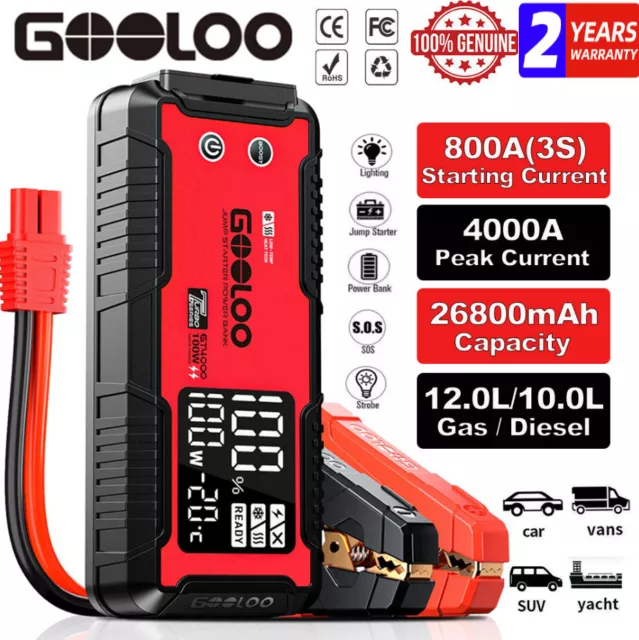 GOOLOO GT4000 Car Jump Starter 4000A Peak 26800mAh Battery 12V Lithium Jump Box