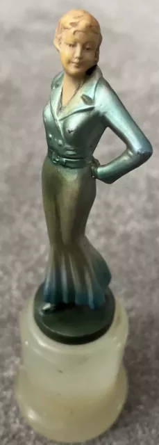 Original-Art Deco French Bronze  Lady on  Base 1930's -signed