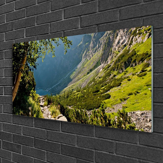 Tableau Impression Sur Verre Tulup - 100x50 Cm - Thème Arbre Et Montagnes - Style Moderne