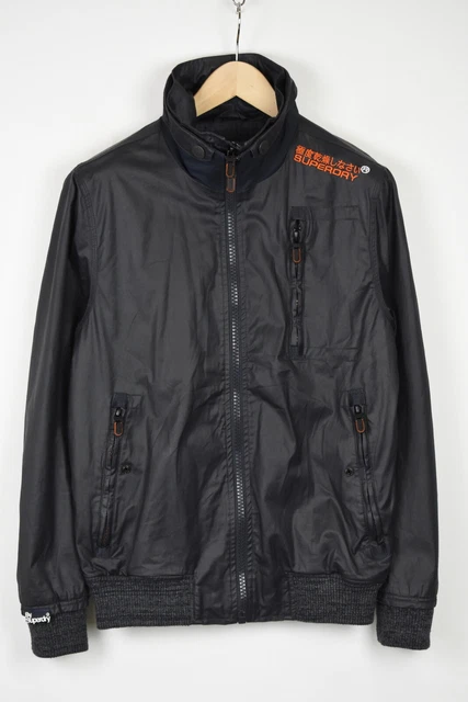 SUPERDRY ORIGINAL MOODY BOMBER Mens SMALL Shiny Wax Look Jacket