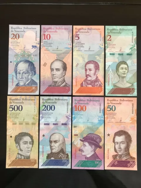 Venezuela 8 UNC notes set 2, 5, 10, 20, 50, 100, 200, 500 Bolivares New 2018