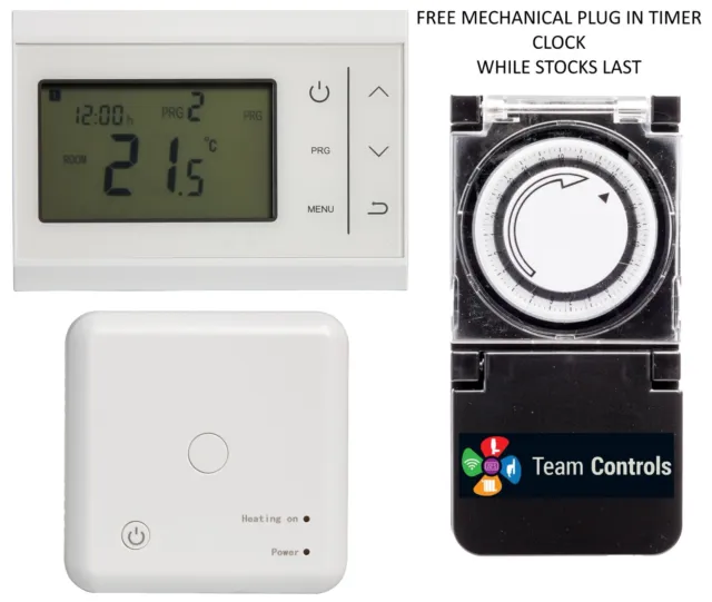 Team Controls sans Fil Programmable Thermostat Chambre RF + Gratuit Plug IN