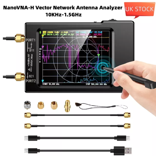 NanoVNA-H Vector Network Analyzer VNA HF VHF UHF UV 10KHz-1.5GHz 2.8" TFT Screen