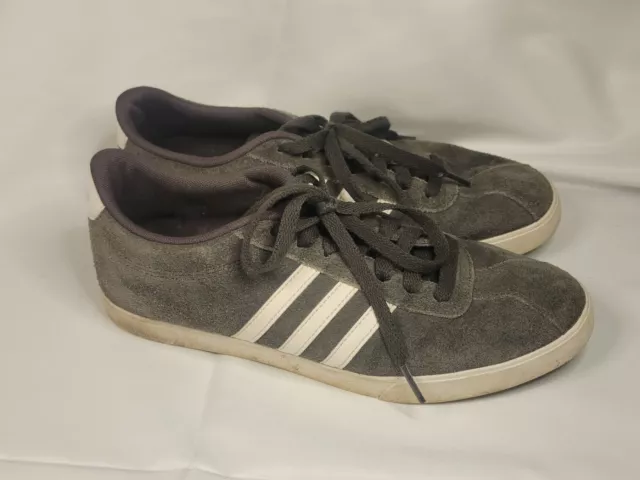 Adidas Neo Courtset Womens Sz 9 Shoes Gray White Suede Classic Low Top Sneakers