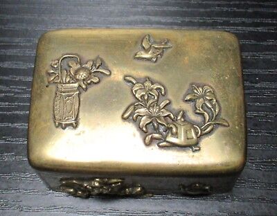 Large Old Bronze And Copper Japanese Mixed Metal Trinket Snuff Jar Box