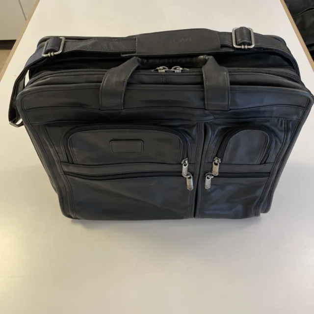 TUMI Limited Edition Alpha Expandable Laptop Briefcase - Black Leather