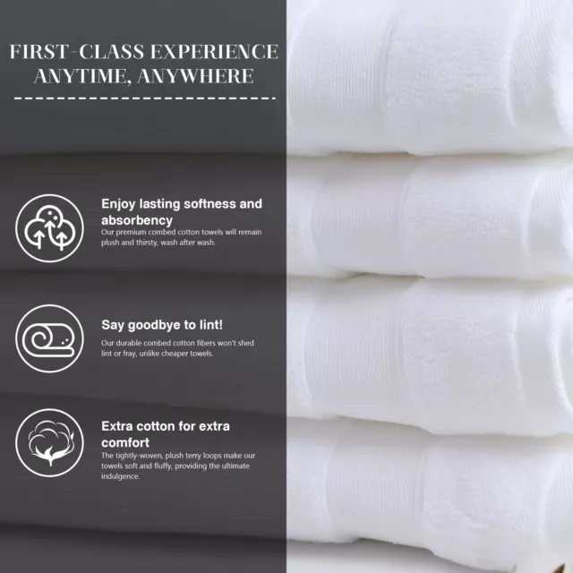 7 Pcs Bath Towel Sets Luxury Hotel Spa Pool Gym Towel  100% Cotton 650GSM White 3