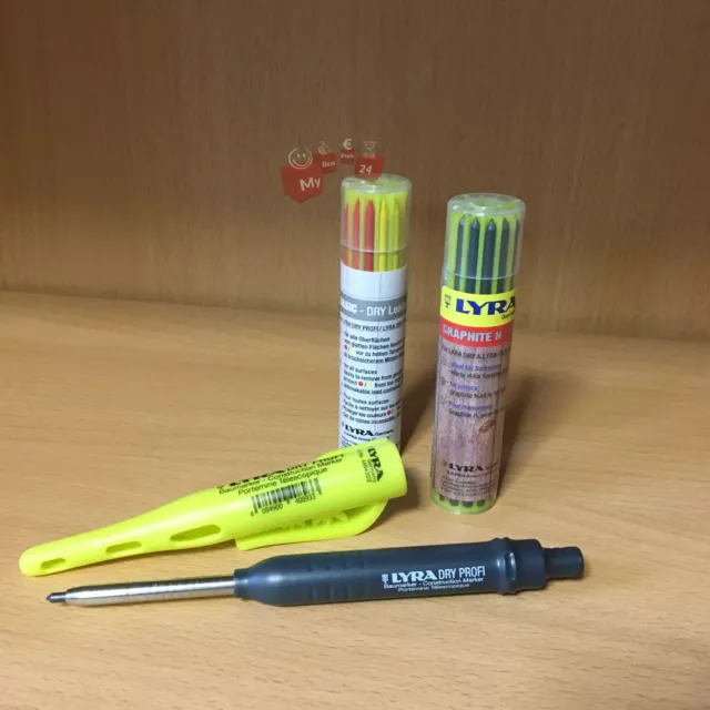 LYRA DRY Tieflochmarker mit Minen Set Graphit H rot gelb Marker