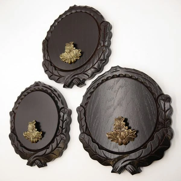 3 Pieza Keilerschilder Tallado Oscuro Af 16 CM Con 3 X Hoja de Roble Portada 2