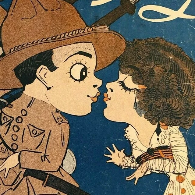 VINTAGE WWI SHEET Music ""Soldier Boy" Comical Kissing While Marching