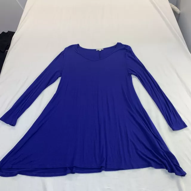 Zenana Outfitters Long Sleeve Scoop Neck T-shirt Dress Blue Large EUC!!