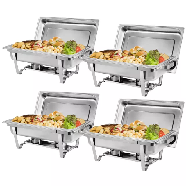 4 Pack Premier Chafers Stainless Steel Chafing Dish 8 Qt Full Size Buffet Trays