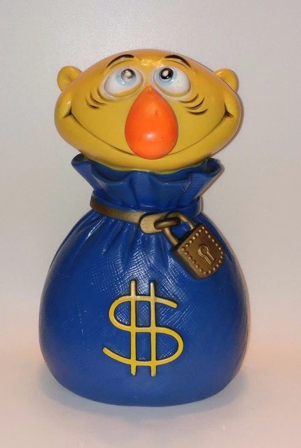 VINTAGE 1971 PLAY Pal Plastics Mr Money Bags Piggy Bank