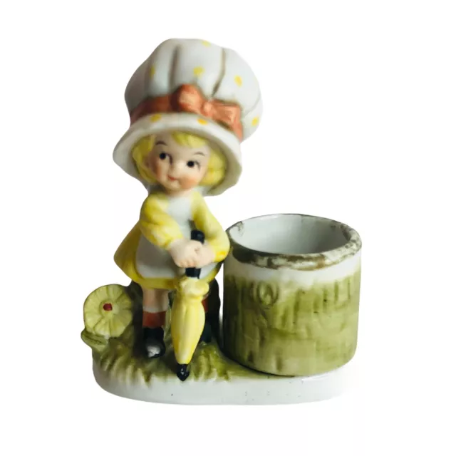 Little Luvkins Jasco Figurine Girl Umbrella Candle Holder Toothpick Holder 1970s