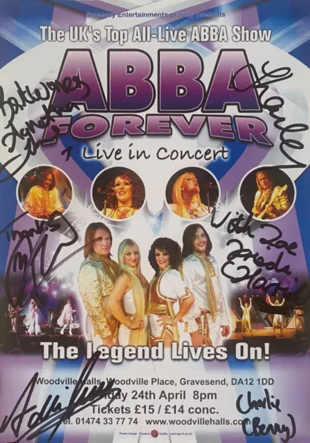 ABBA Forever Live - Theatre Flyer / Handbill -  5.8 x 8.2cm - Signed x 4