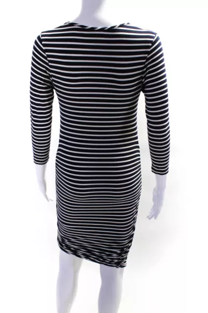 Ingrid & Isabel Women's Maternity 3/4 Sleeve Striped Ruched Dress Blue Size XS 3