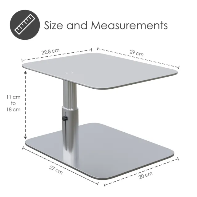 Imac PC Computer Monitor Riser Desk Table Stand Adjustable Silver 3