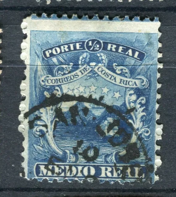 COSTA RICA; 1863-75 classic Coat of Arms issue fine used Shade of 1/2r.