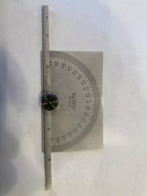 Starrett No. 493B Protractor/Depth Gage with 6 Inch Long Ruler. Made In the USA