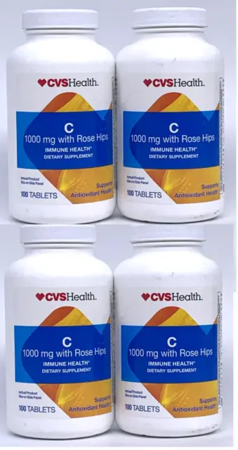 CVS Vitamin C 1000Mg W/Rose Hip 4 Pack x 100 Tabs Each Exp 4/24+ Immune Health
