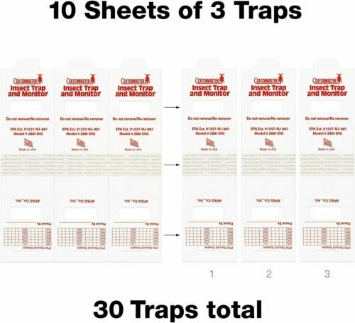 30 Catchmaster 288i Spider & Insect Small Monitor Traps (10 Sticky Glue Boards )